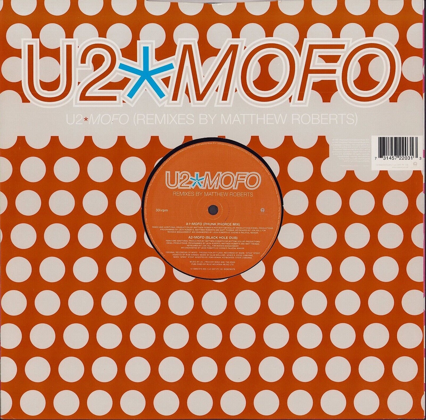 U2 ‎- MOFO Remixes By Matthew Roberts, Roni Size & Romin Vinyl 12"