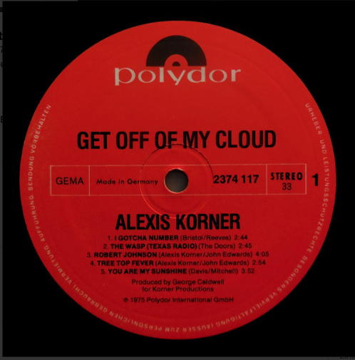 Alexis Korner ‎- Get Off Of My Cloud Vinyl LP