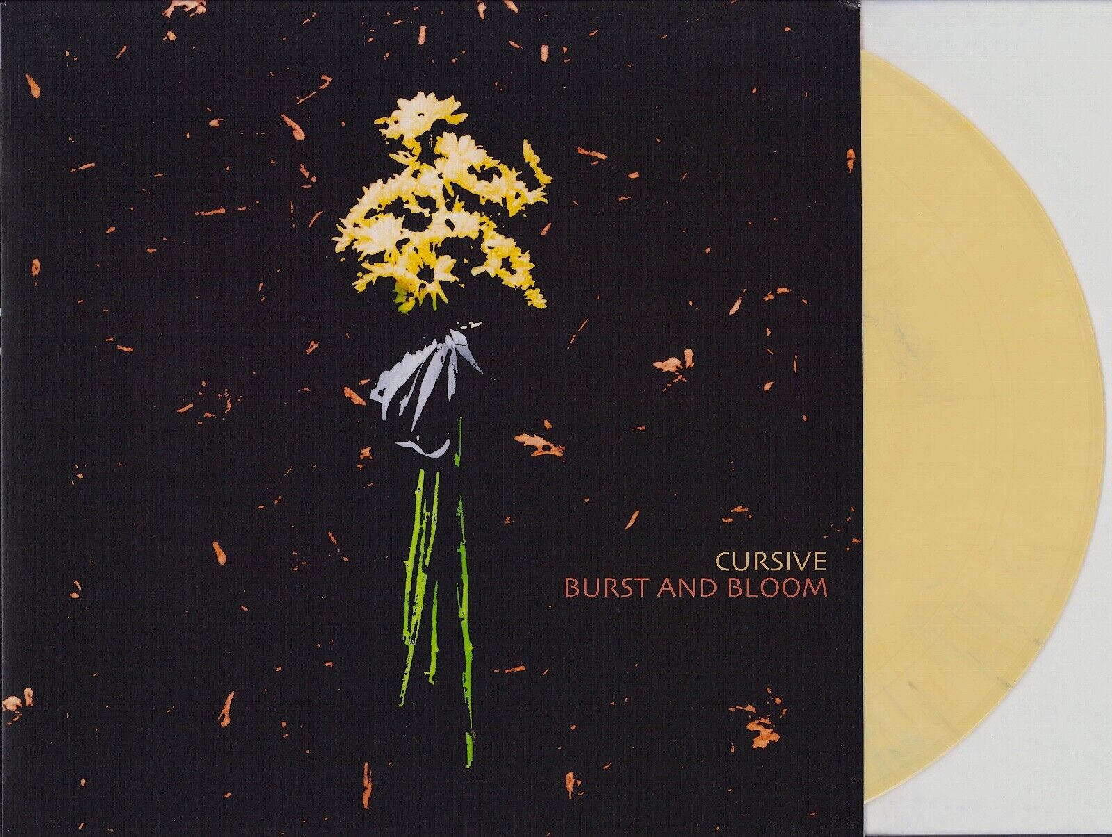 Cursive ‎- Burst And Bloom Yellow Black & White Marbled Vinyl 12" Limited Edition