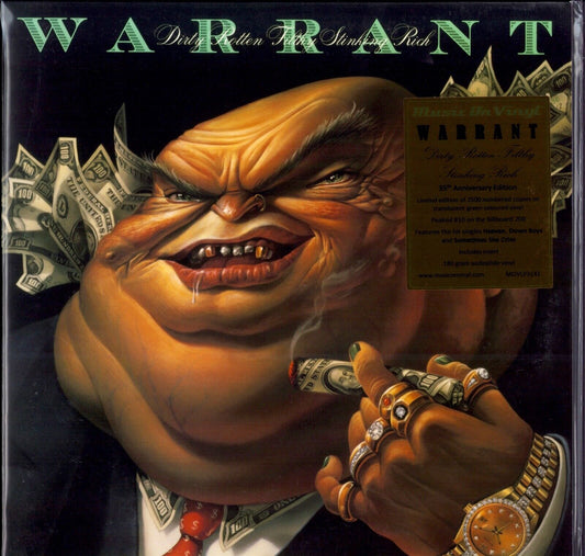 Warrant ‎- Dirty Rotten Filthy Stinking Rich Translucent Green Vinyl LP Limited Edition