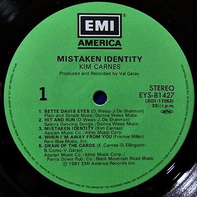 Kim Carnes ‎– Mistaken Identity Vinyl LP