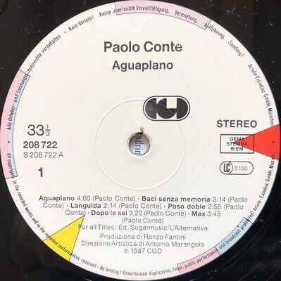 Paolo Conte ‎- Aquaplano Vinyl LP