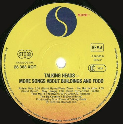 Talking Heads - More Songs About Buildings And Food Vinyl LP