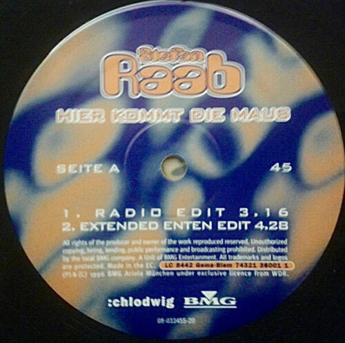 Stefan Raab ‎- Hier Kommt Die Maus Vinyl 12"