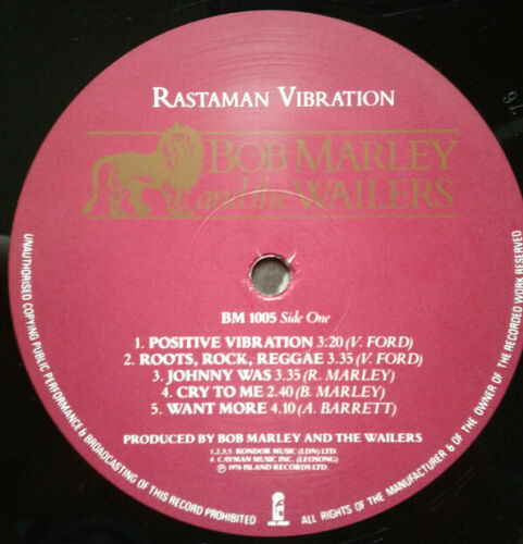 Bob Marley & The Wailers ‎- Rastaman Vibration Vinyl LP