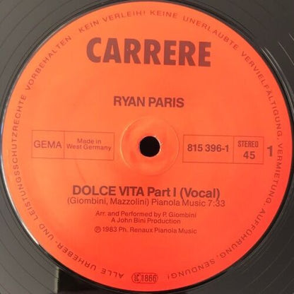 Ryan Paris ‎- Dolce Vita Original Version Vinyl 12"