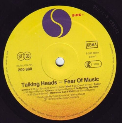 Talking Heads ‎- Fear Of Music Vinyl LP