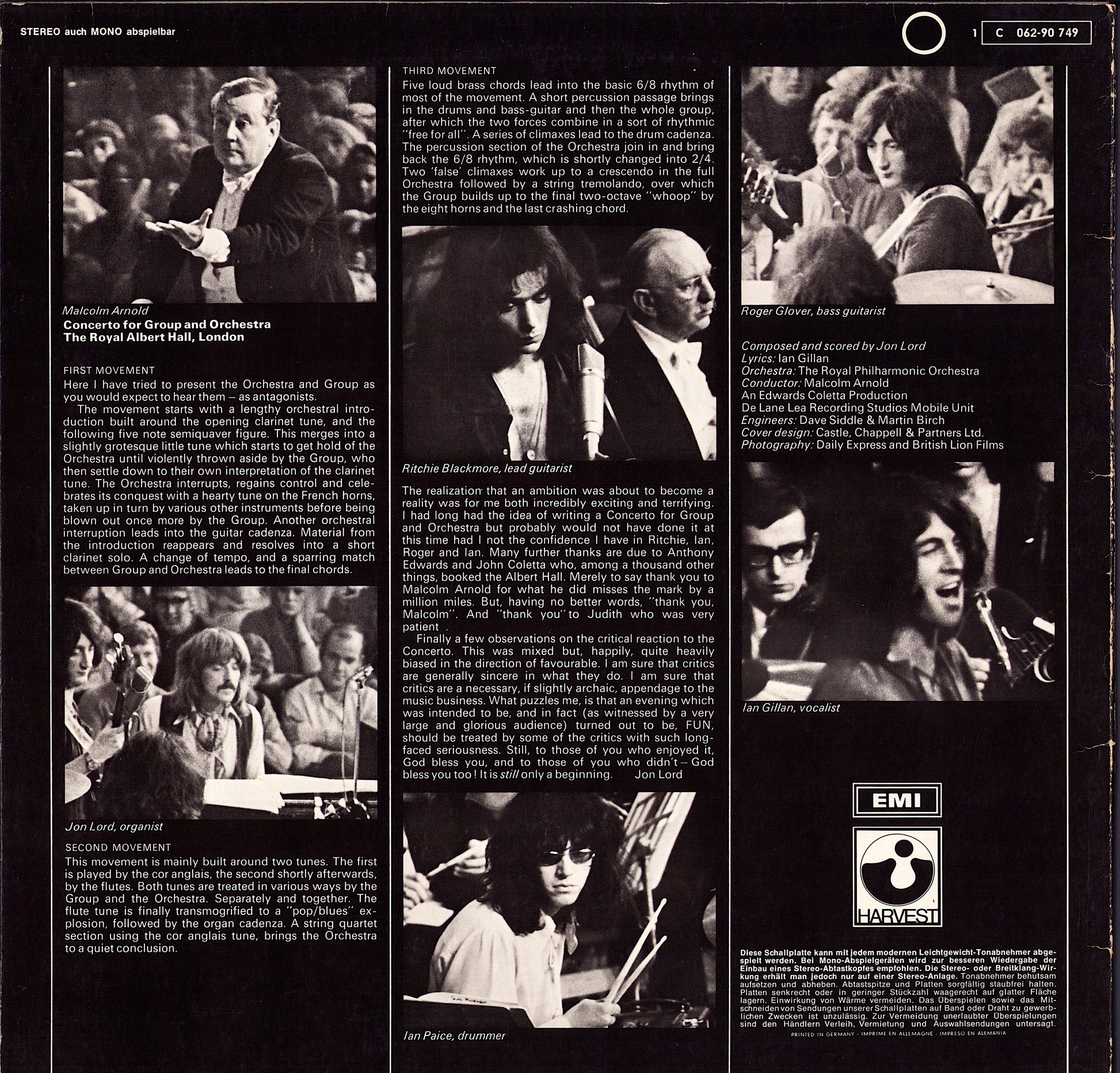 Deep Purple, The Royal Philharmonic Orchestra Conducted by Malcolm Arnold ‎- Concerto For Group And Orchestra Vinyl LP