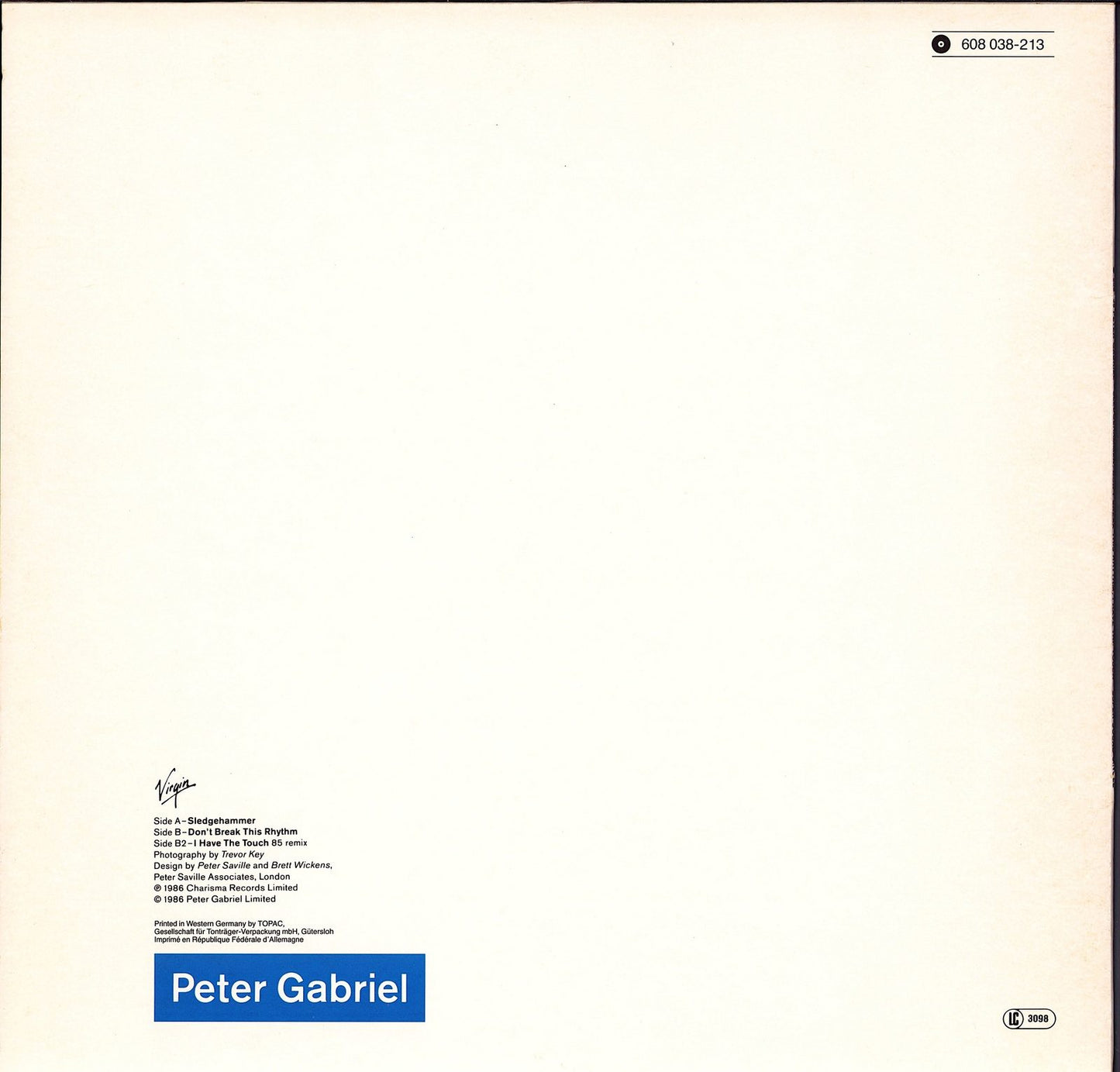 Peter Gabriel ‎- Sledgehammer Vinyl 12" Maxi