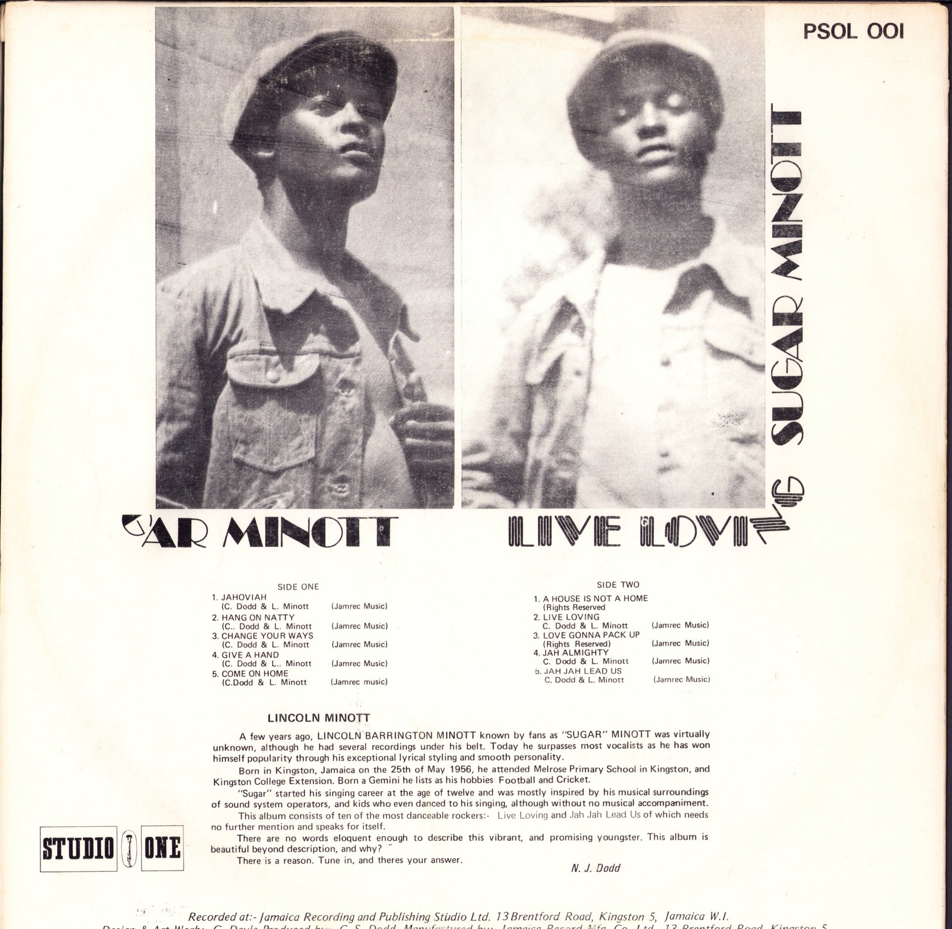 Sugar Minott ‎- Live Loving Vinyl LP US