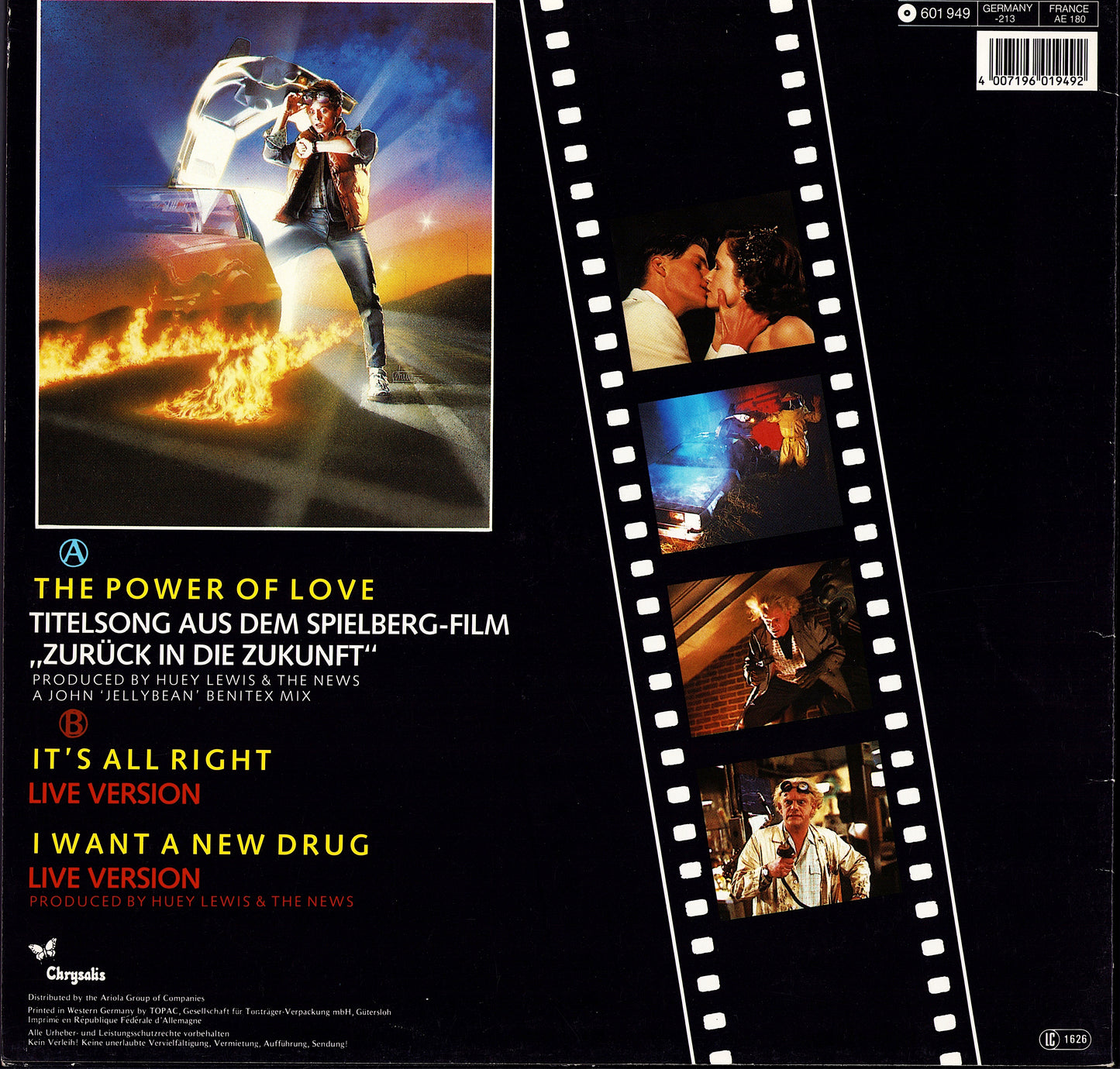 Huey Lewis And The News ‎– The Power Of Love Vinyl 12"