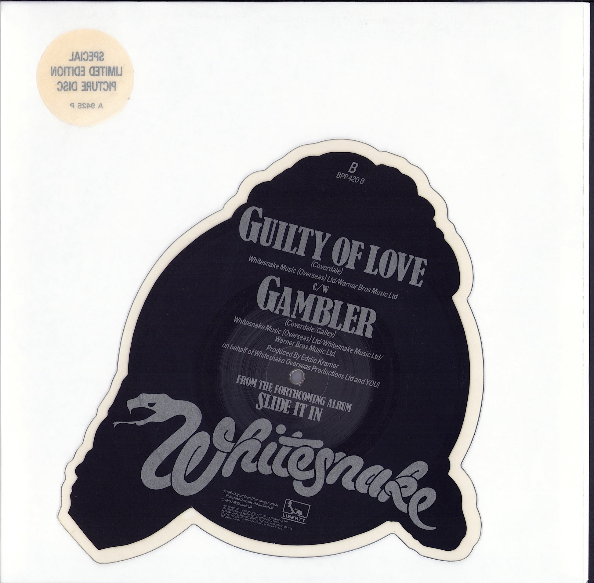 Whitesnake - Guilty Of Love 7" Picture Disc Single