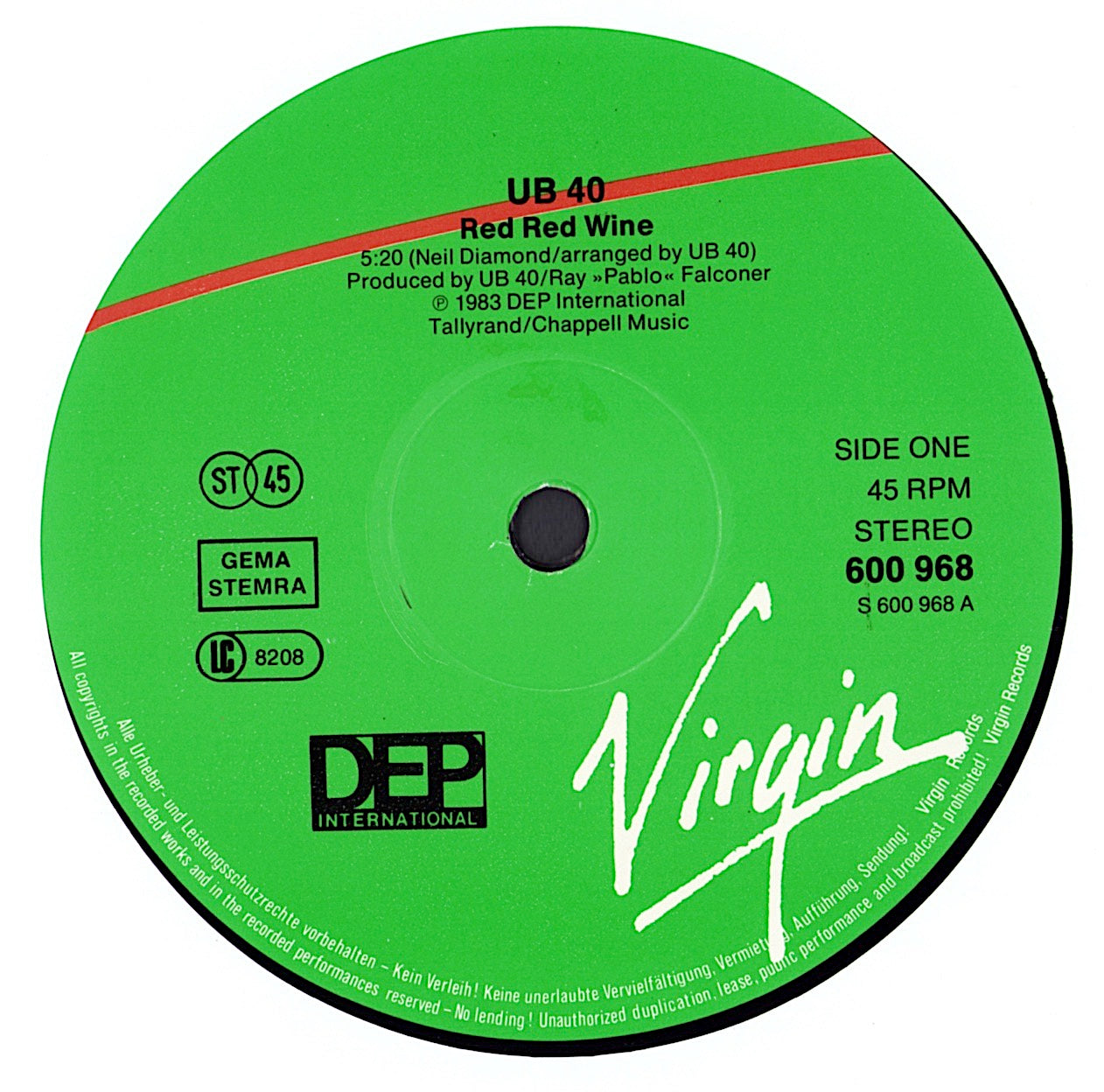 UB40 ‎– Red Red Wine Vinyl 12"