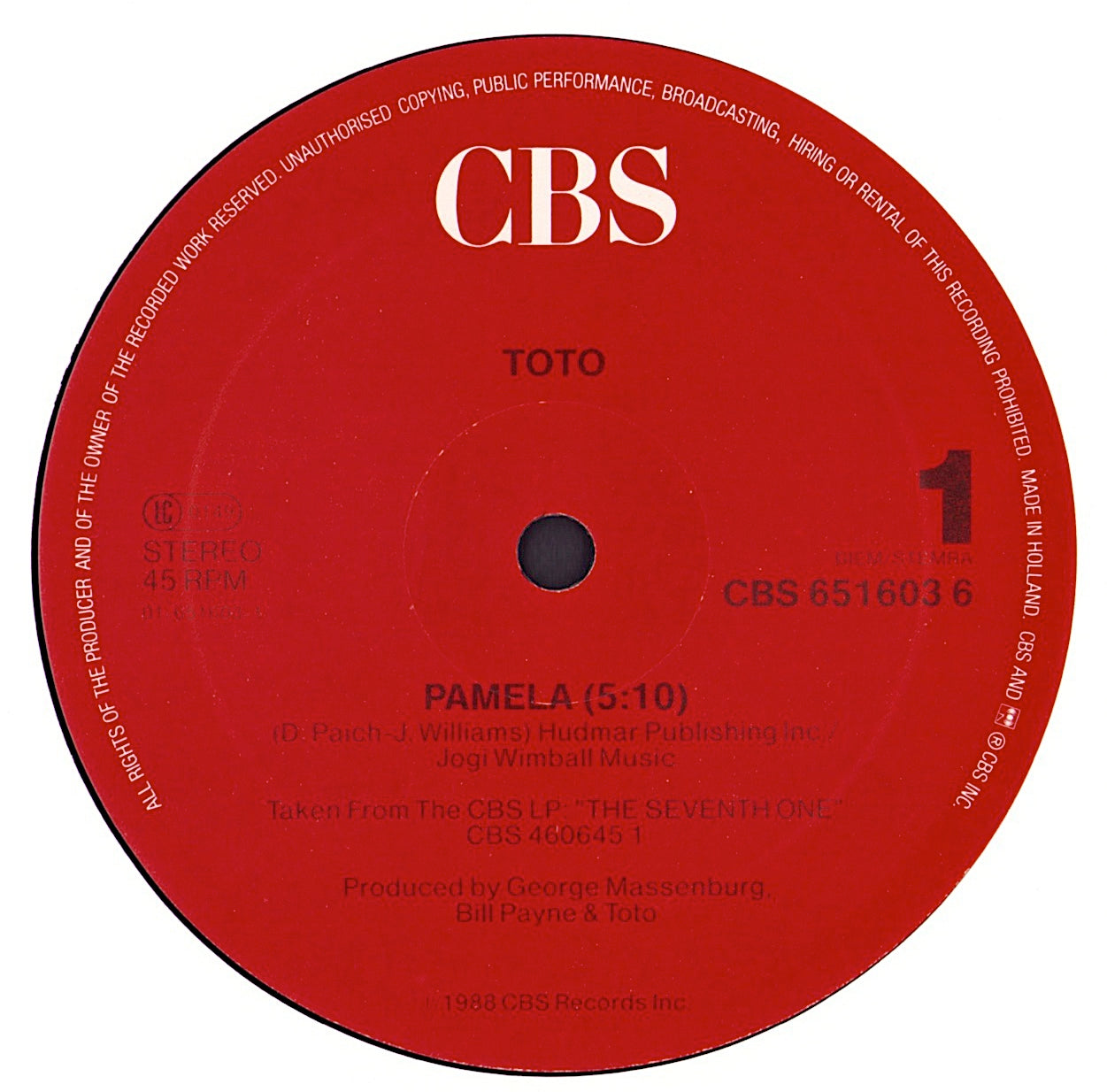 Toto - Pamela Vinyl 12" Maxi-Single
