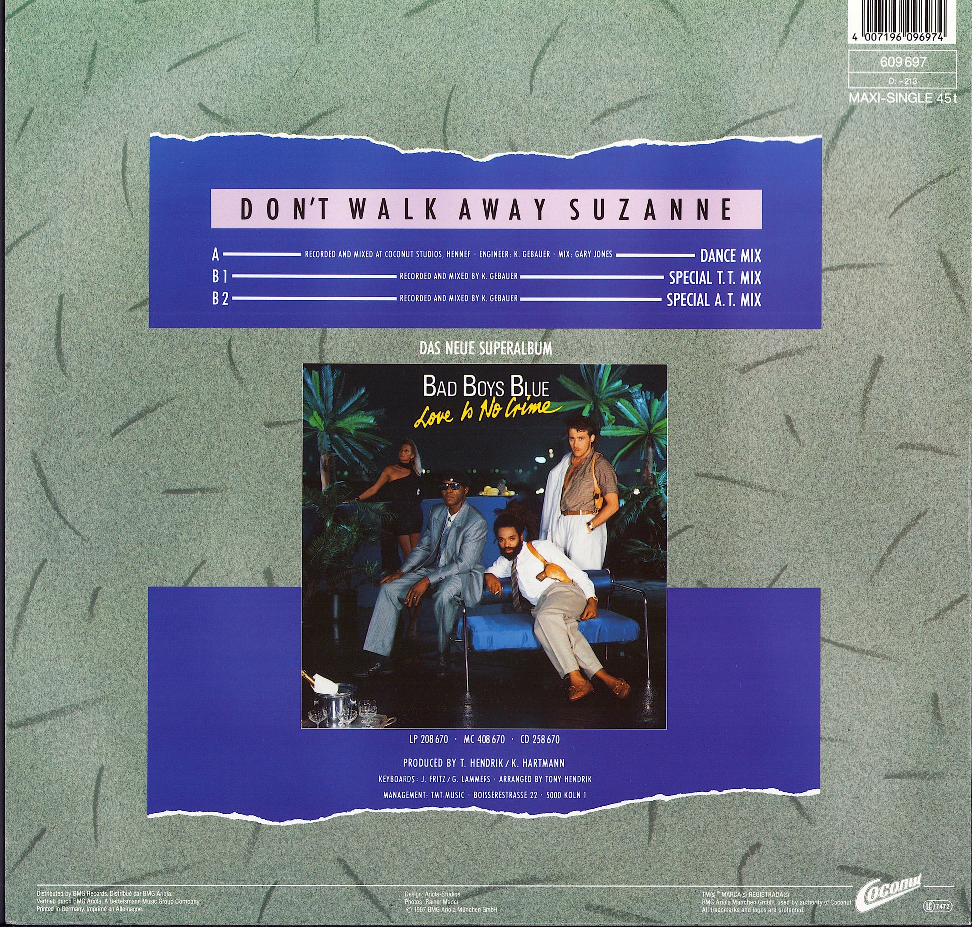Bad Boys Blue - Don't Walk Away Suzanne Vinyl 12"