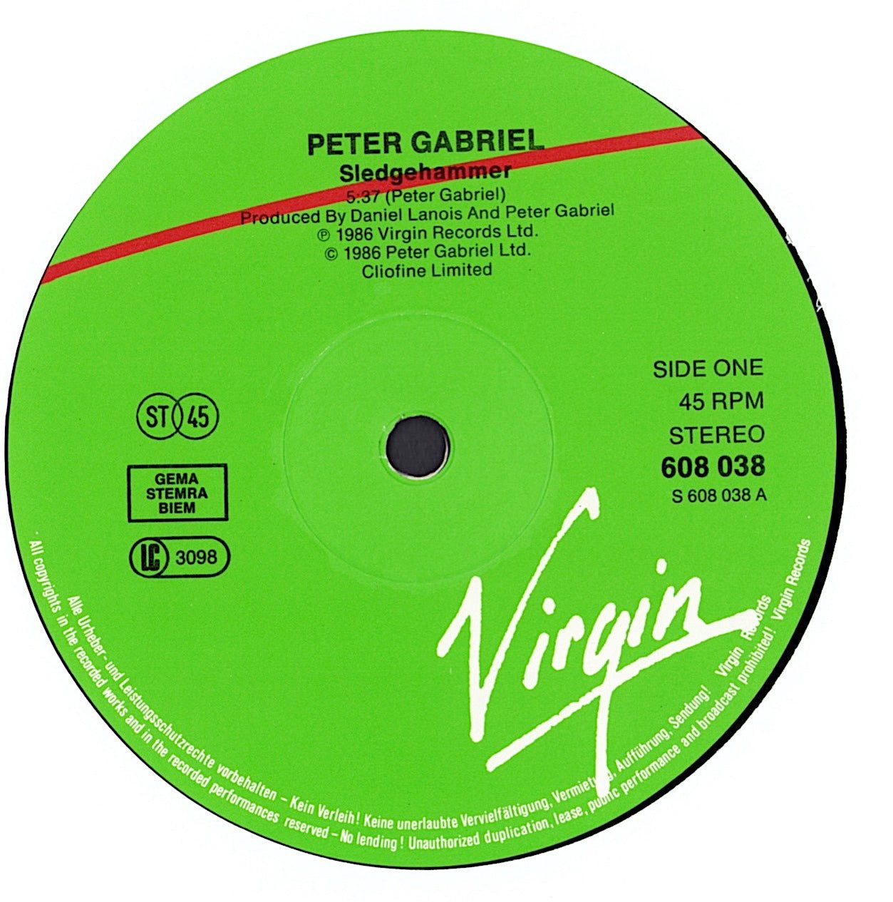 Peter Gabriel ‎- Sledgehammer Vinyl 12" Maxi