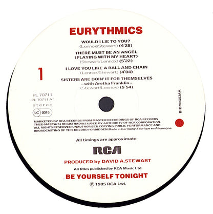 Eurythmics ‎- Be Yourself Tonight Vinyl LP