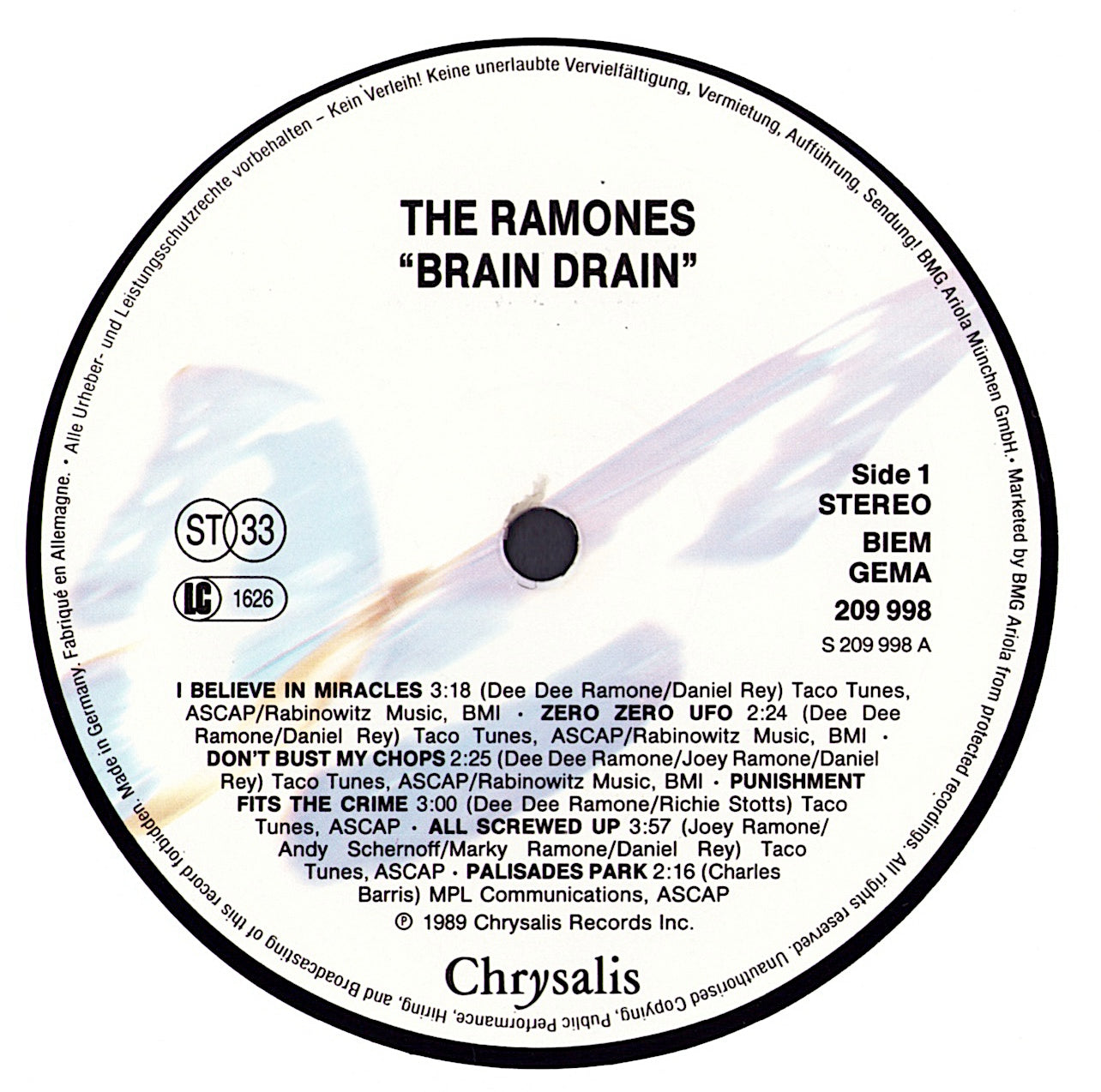Ramones - Brain Drain Vinyl LP