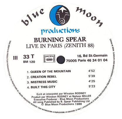 Burning Spear ‎– Live In Paris Vinyl 2LP