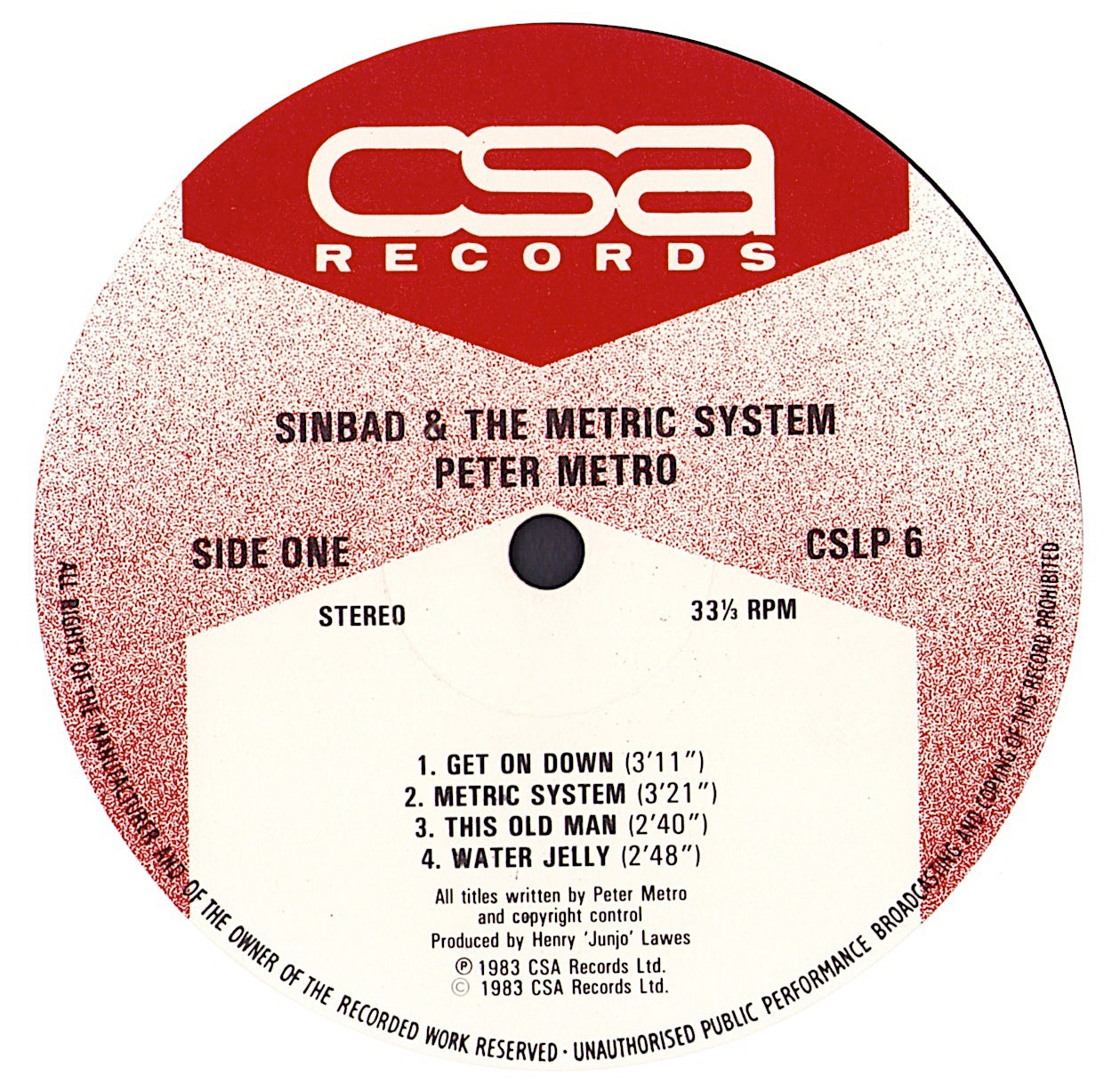 Peter Metro & Captain Sinbad With Little John ‎– Sinbad & The Metric System Vinyl LP