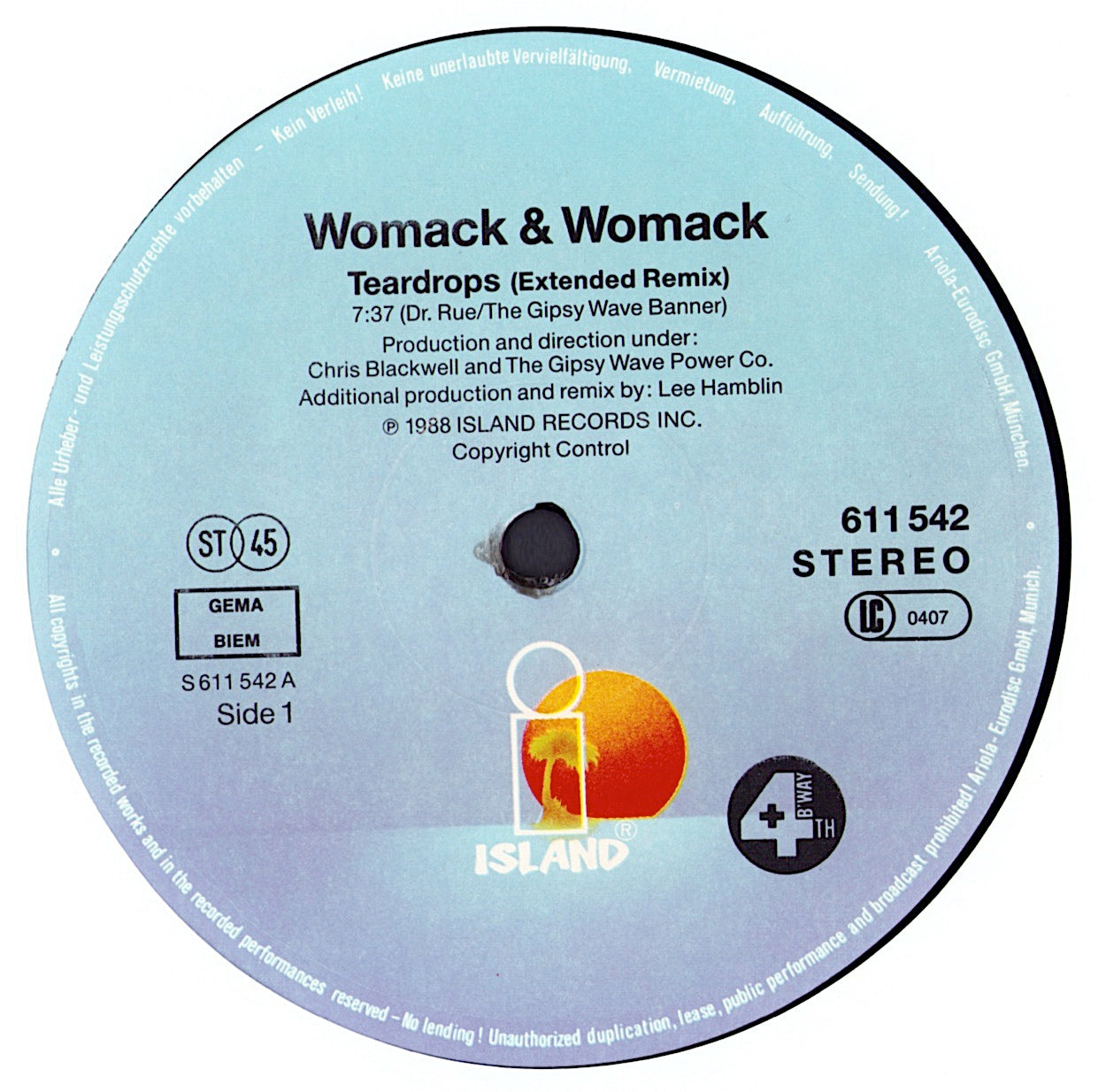 Womack & Womack - Teardrops Vinyl 12" Maxi-Single