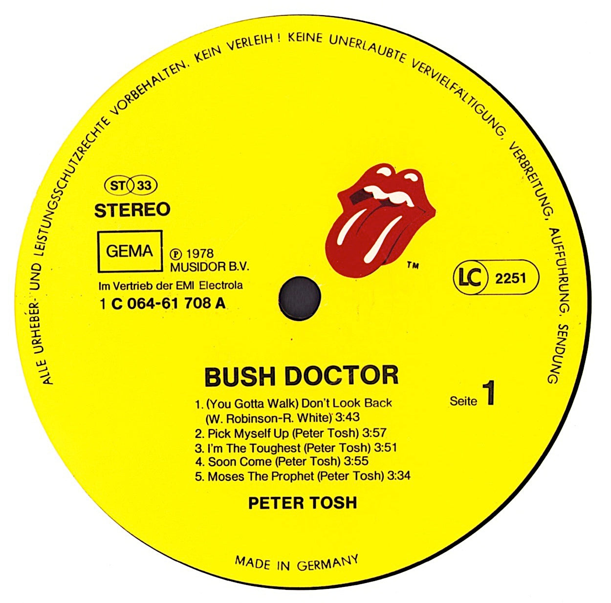 Peter Tosh ‎- Bush Doctor Vinyl LP