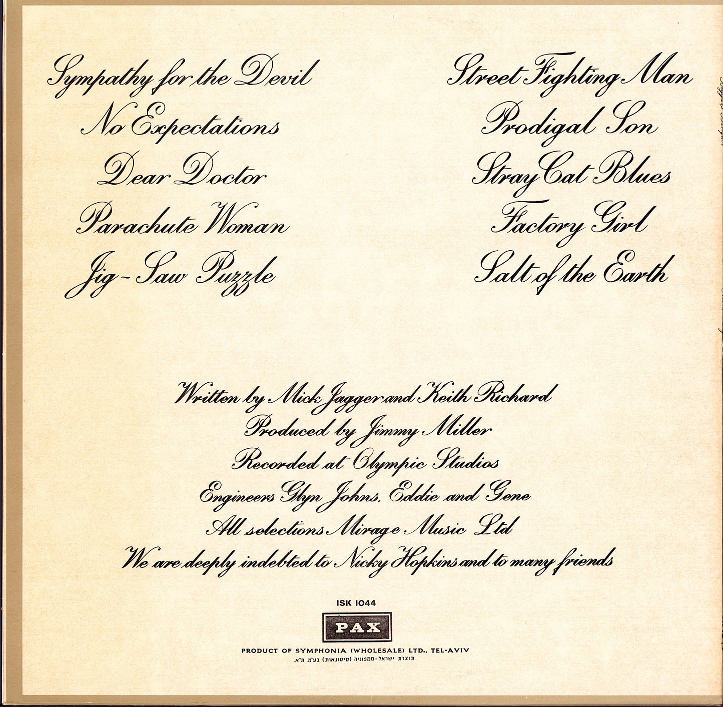The Rolling Stones - Beggars Banquet Vinyl LP IS
