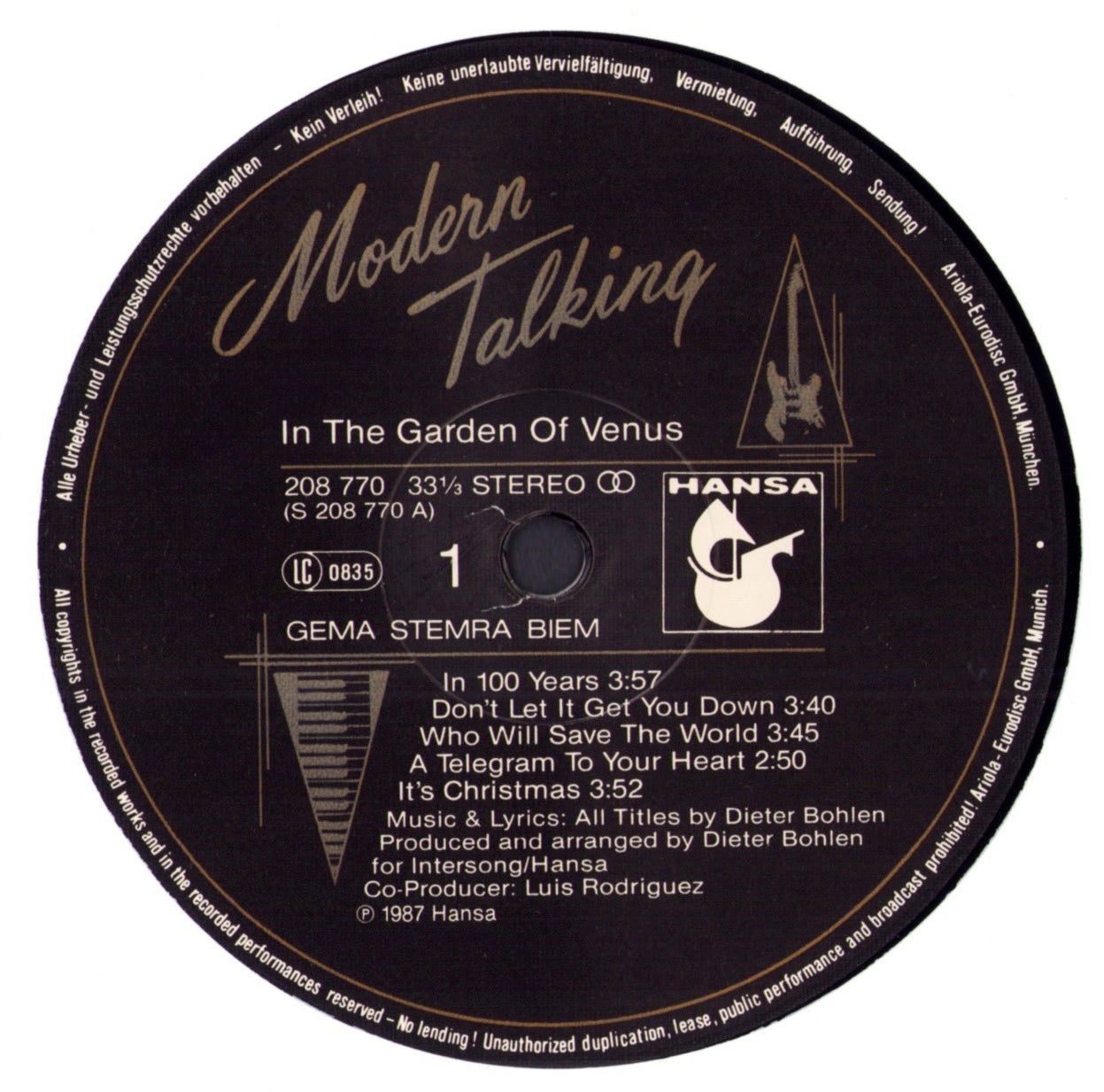 Modern Talking – In The Garden Of Venus - The 6th Album Vinyl LP
