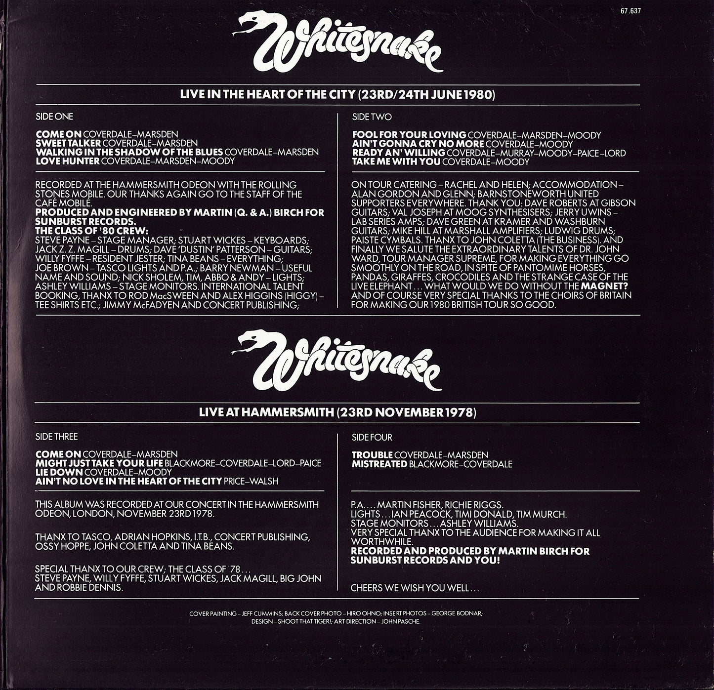 Whitesnake - Live... In The Heart Of The City Vinyl 2LP