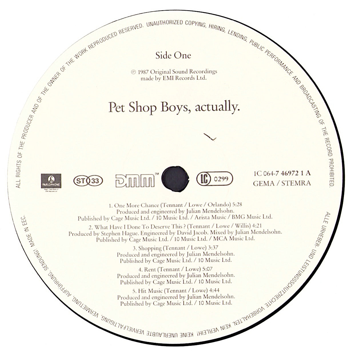 Pet Shop Boys ‎- Actually Vinyl LP