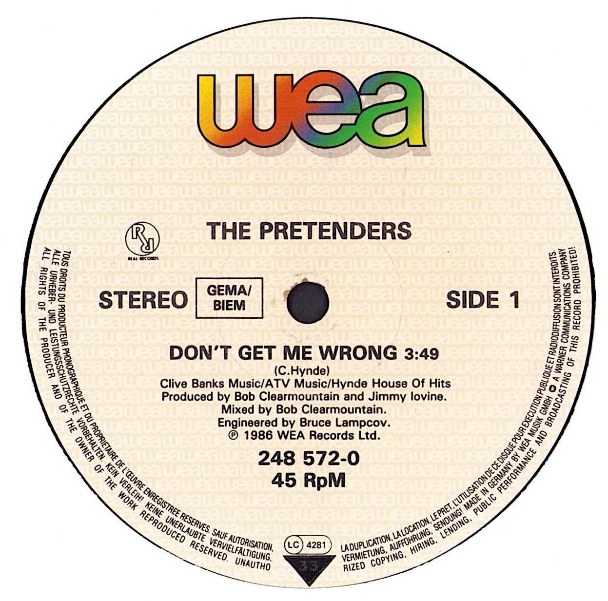 The Pretenders - Don't Get Me Wrong Vinyl 12"