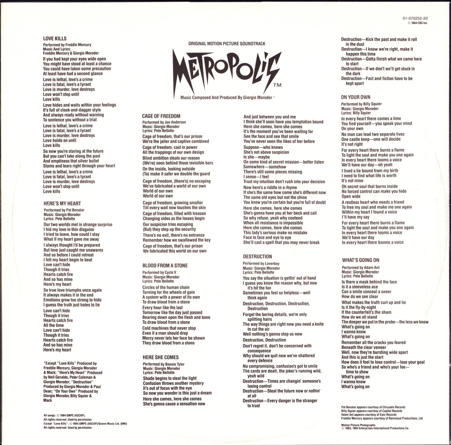 Metropolis Original Motion Picture Soundtrack Vinyl LP