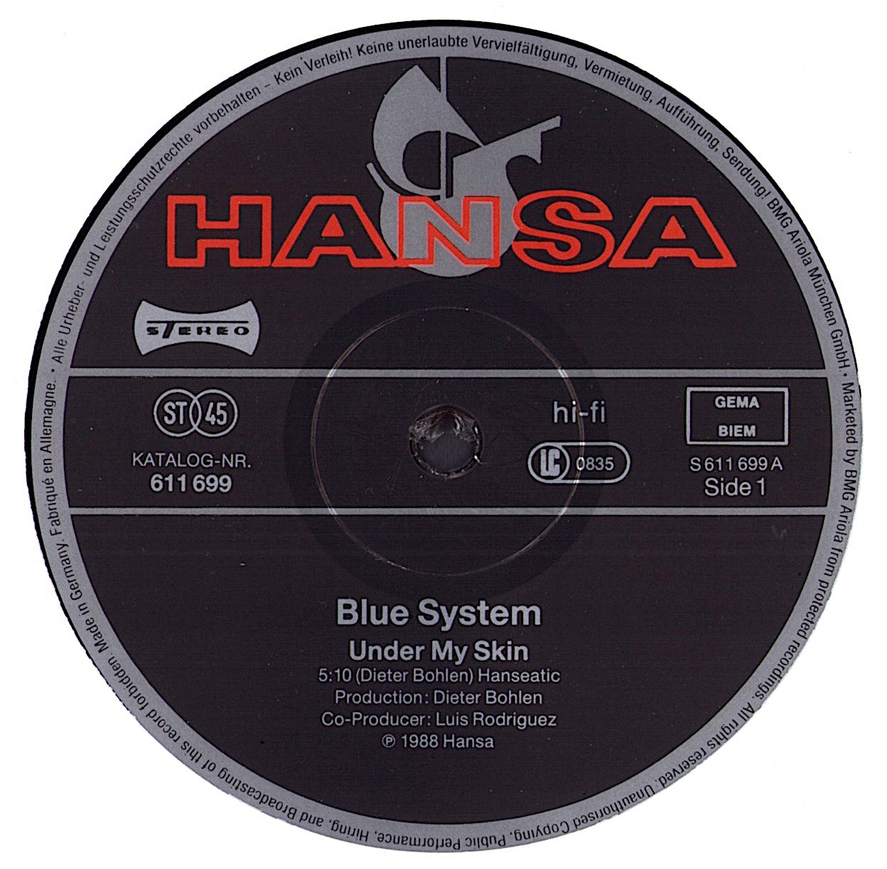 Blue System - Under My Skin Vinyl 12"