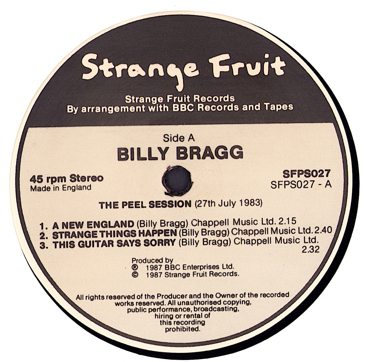 Billy Bragg ‎- The Peel Sessions Vinyl 12"