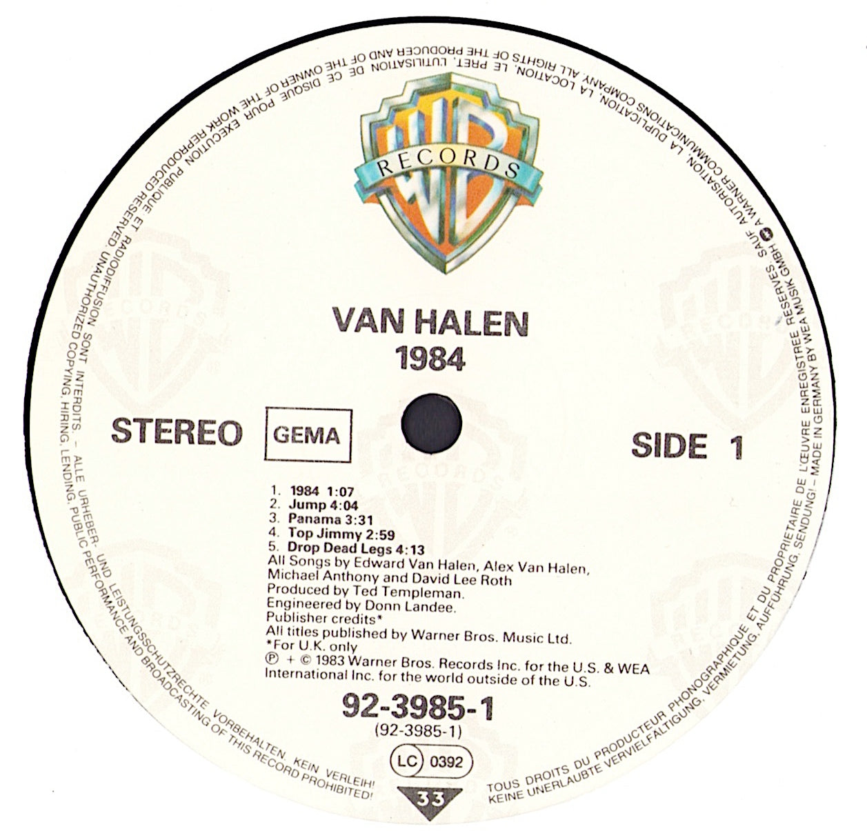 Van Halen ‎- 1984 Vinyl LP