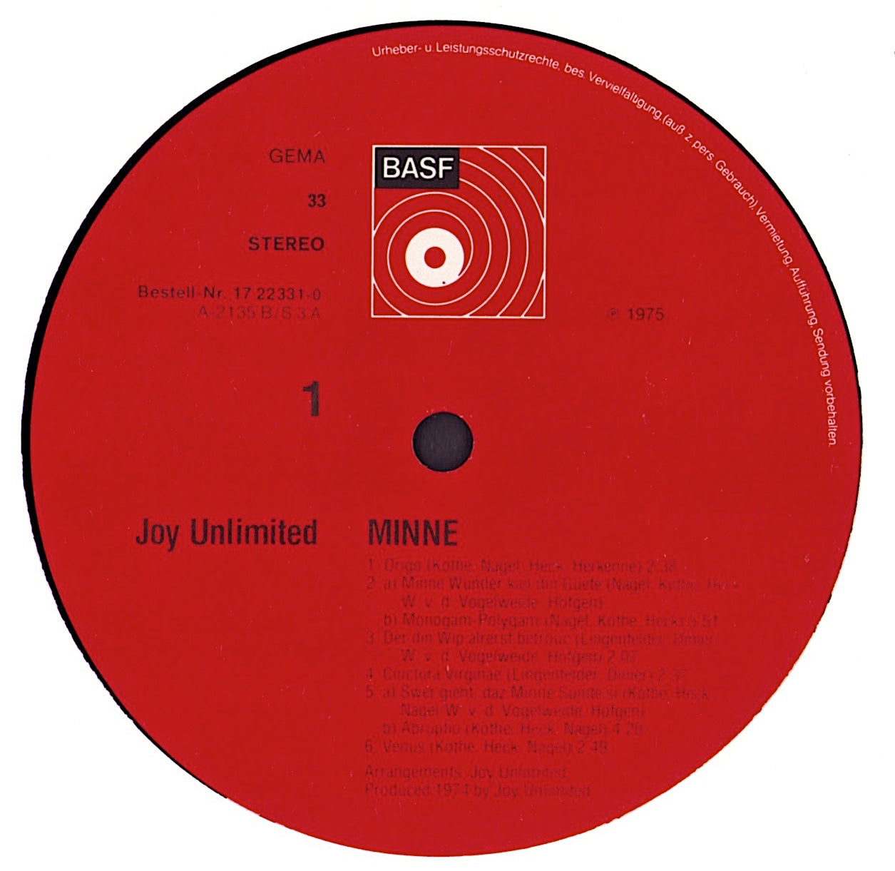 Joy Unlimited - Minne Vinyl LP