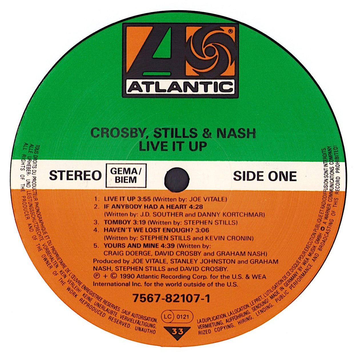 Crosby / Nash ‎- Live it Up Vinyl LP