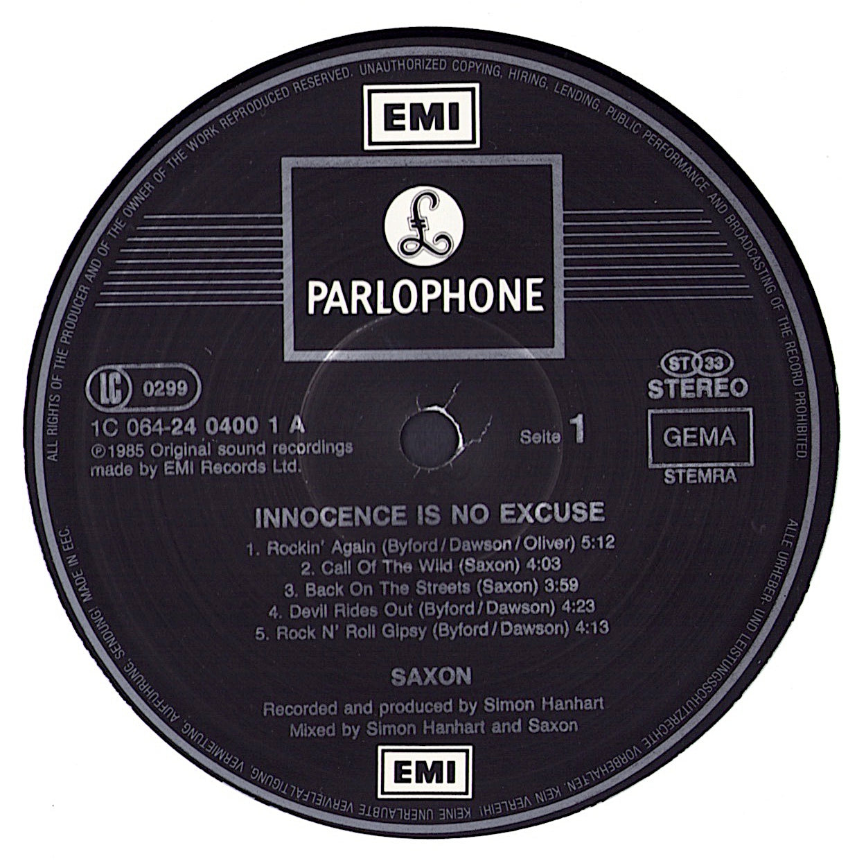 Saxon ‎- Innocence Is No Excuse Vinyl LP