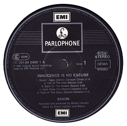Saxon ‎- Innocence Is No Excuse Vinyl LP