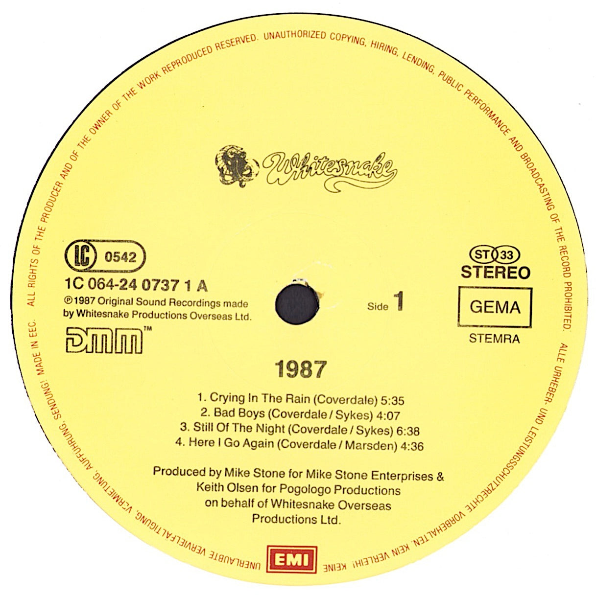 Whitesnake - 1987 Vinyl LP
