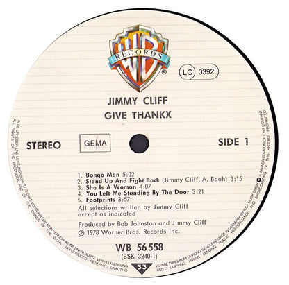 Jimmy Cliff ‎- Give Thankx Vinyl LP
