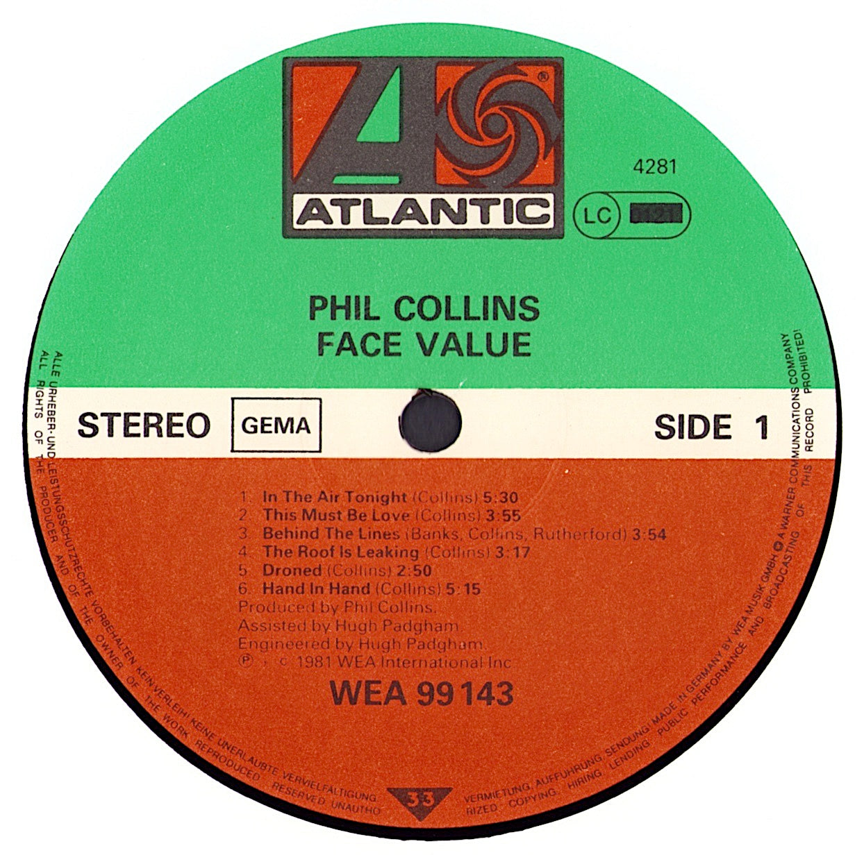 Phil Collins - Face Value Vinyl LP