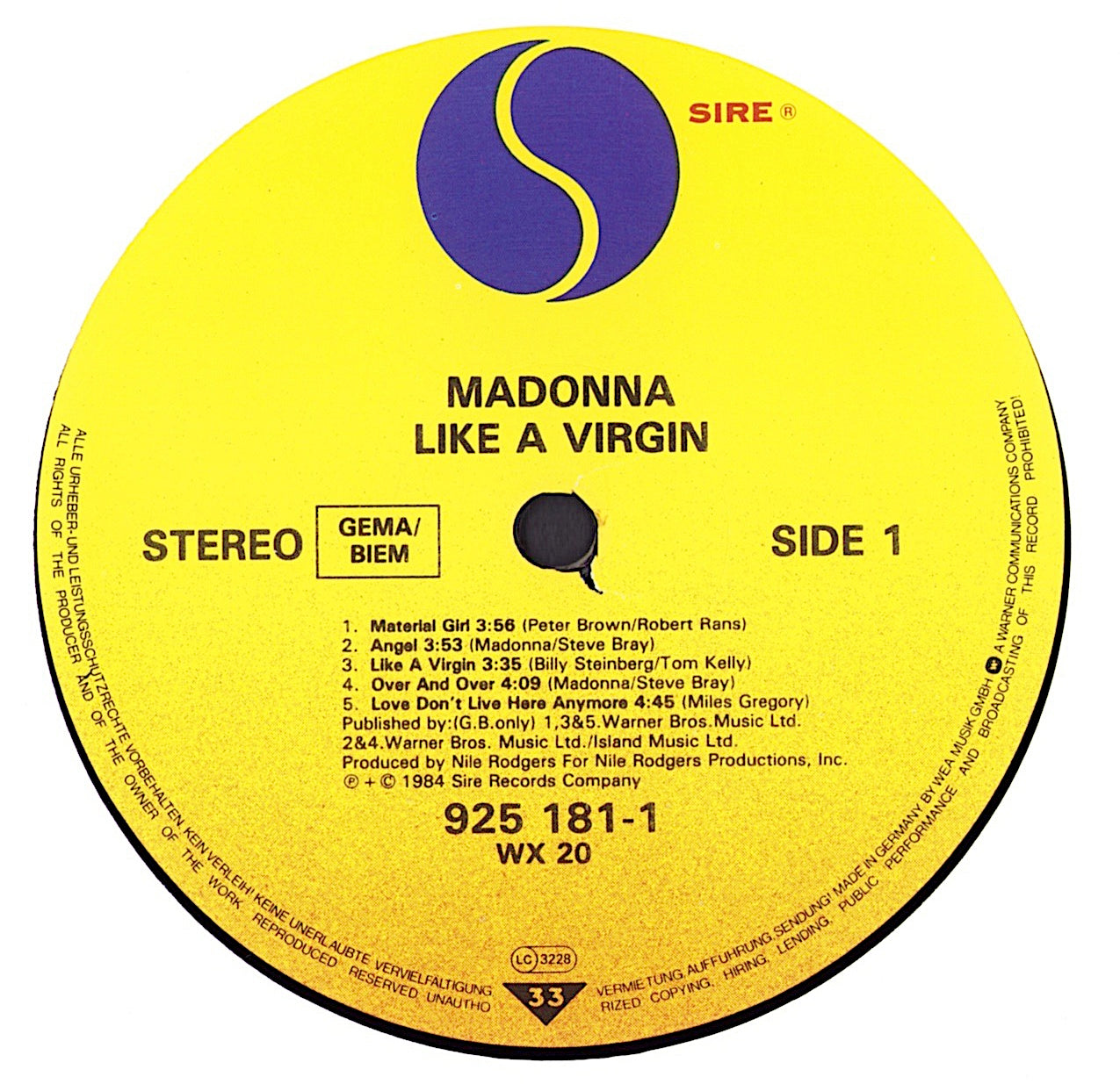Madonna - Like A Virgin Vinyl LP