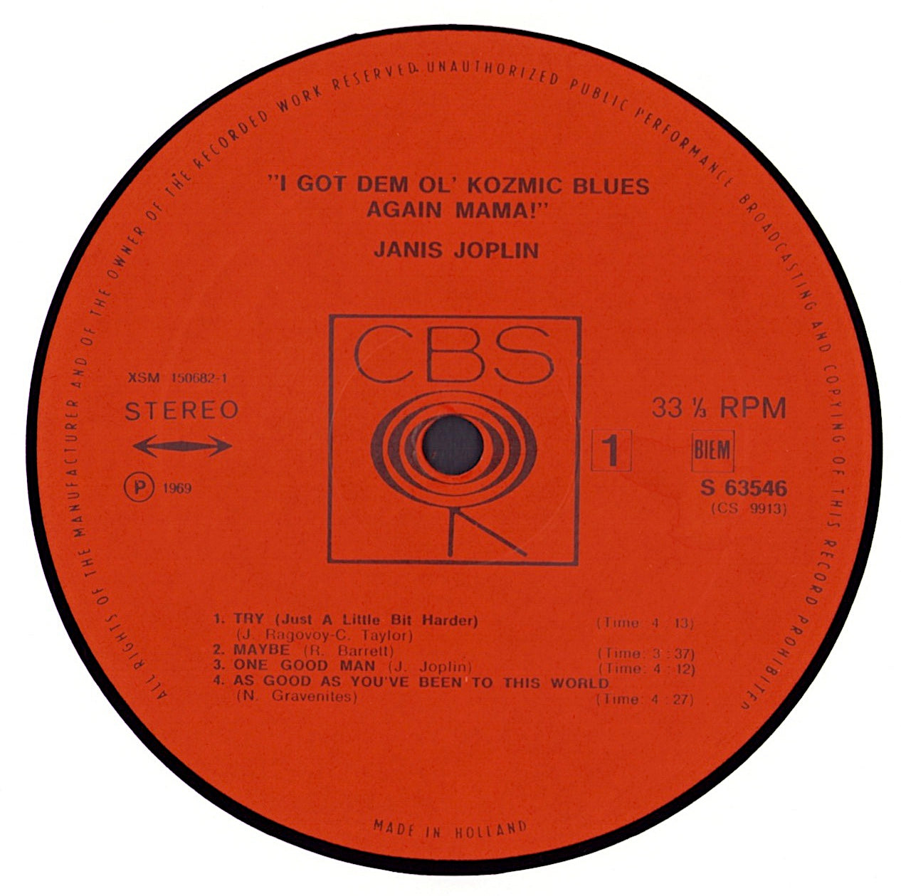 Janis Joplin - I Got Dem Ol' Kozmic Blues Again Mama! Vinyl LP
