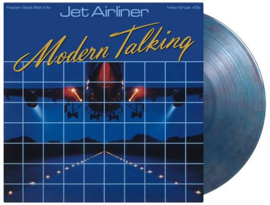 Modern Talking ‎– Jet Airliner Blue & Red Marbled Vinyl 12"